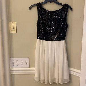 Black and white sequin dress
